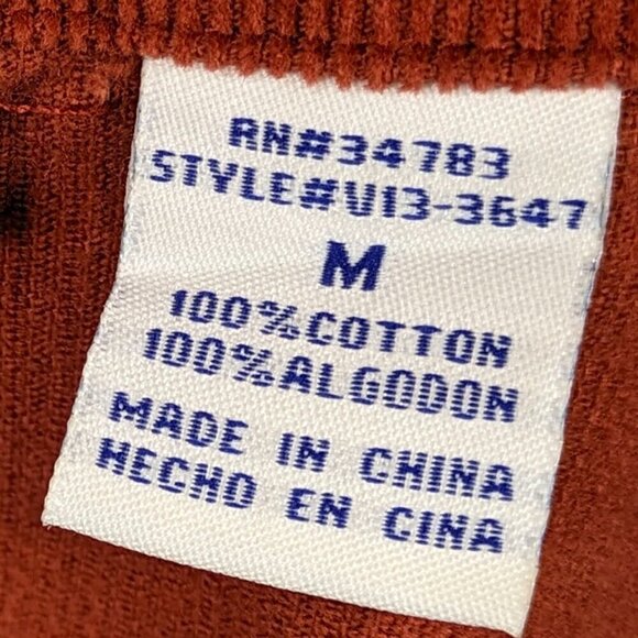 VTG Ms Lee Shacket Womens Medium Corduroy Rust Orange Button Up Embroidery Top - Picture 10 of 12
